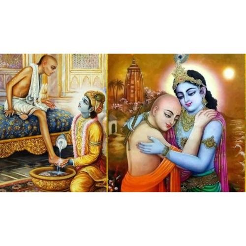 Sudama did not even realize when Krishna started massaging his feet while talking to him.