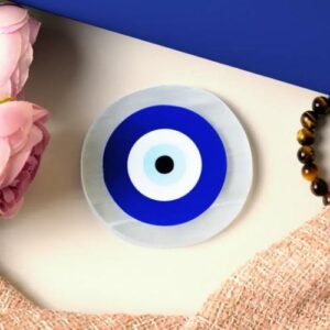 Selenite Evil Eye Protection Charging Plate Round