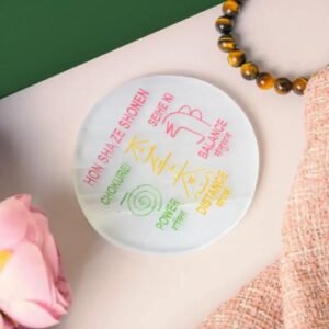 Selenite Reiki Symbols Charging Plate Round