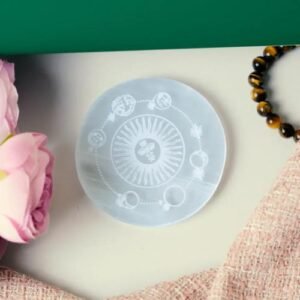 Selenite Solar System Energy Charging Plate Round