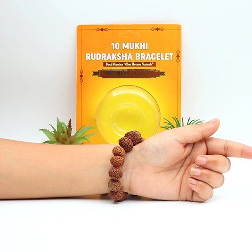 10 MUKHI RUDRAKSHA BRACELET (Adjustable Sliding Knot) by Gangtarang® with Lab Certificate