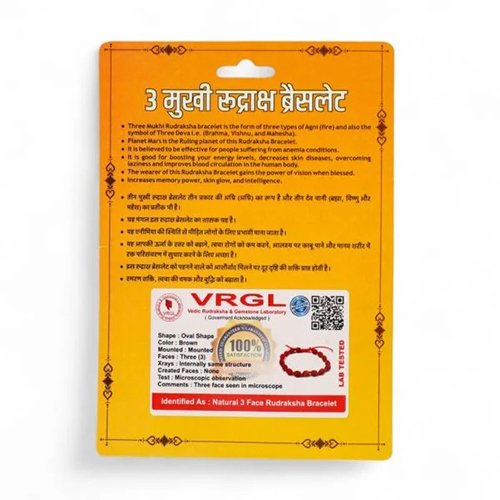 3 MUKHI RUDRAKSHA BRACELET (Adjustable Sliding Knot) by Gangtarang® with Lab Certificate - Image 5