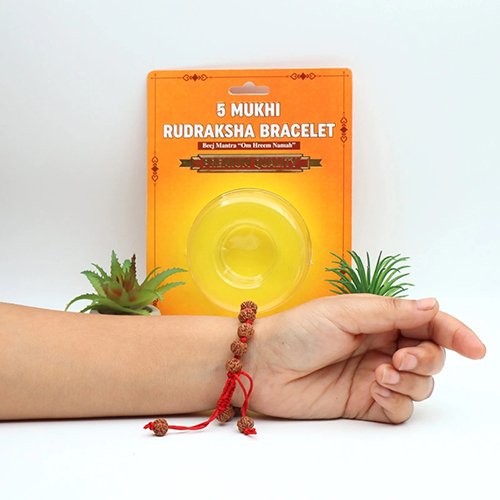 5 MUKHI RUDRAKSHA BRACELET (Adjustable Sliding Knot) by Gangtarang® with Lab Certificate - Image 2