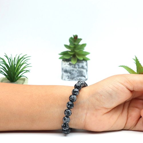SNOWFLAKE OBSIDIAN BRACELET by Gangtarang® with Lab Certificate