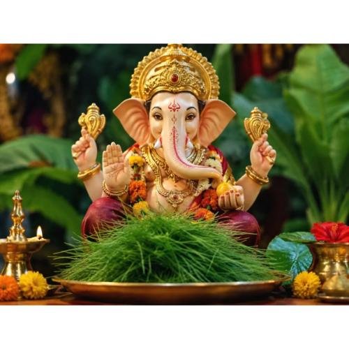 The tradition of offering Durva to Lord Ganesha