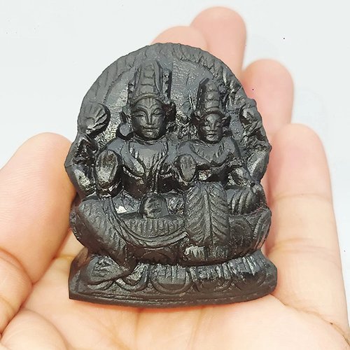 LAKSHMI NARAYAN IDOL CARVED ON REAL SHALIGRAM (100% NATURAL SUDARSHAN) by Gangtarang™