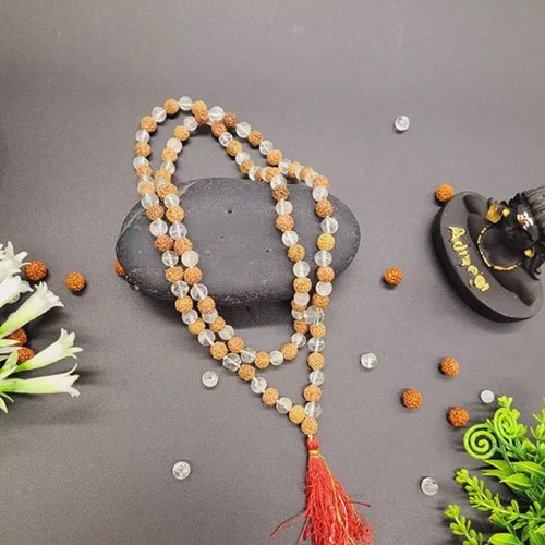 RUDRAKSHA-SPHATIK MALA 6mm by Gangtarang®